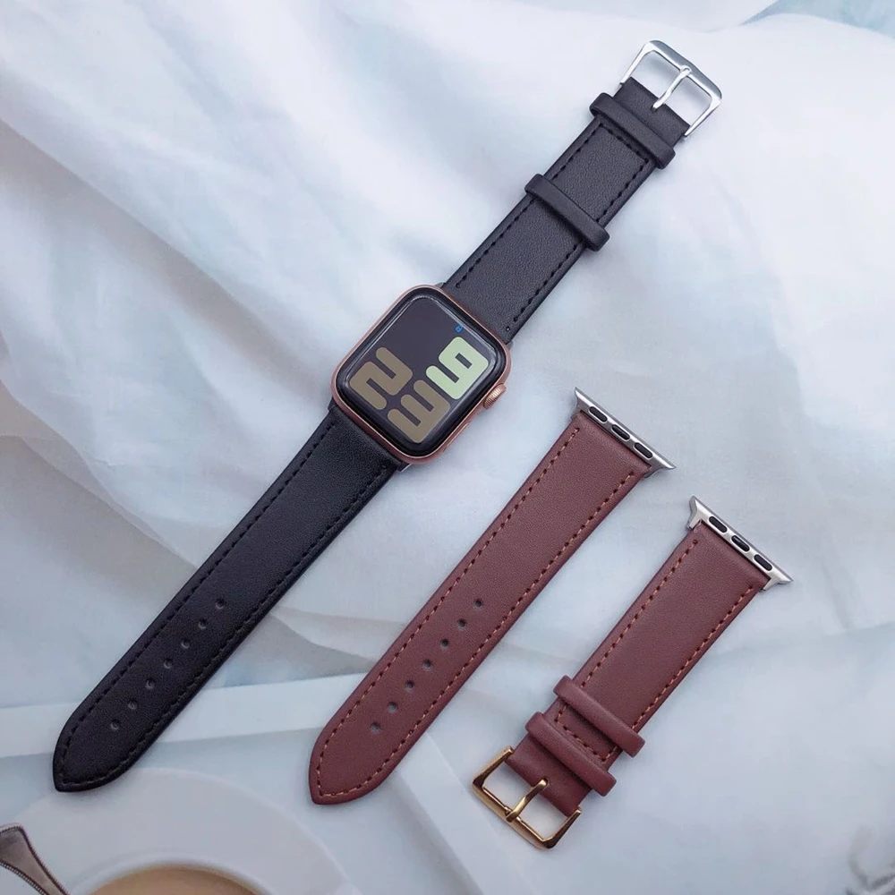 Кожаный ремешок для Apple Watch 1 2 3 4 5 6 se 42 мм 38 40 44 мм|Ремешки часов| |