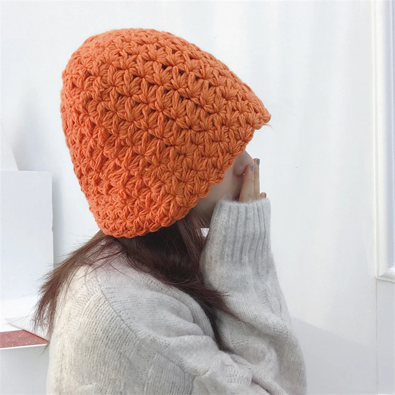 

Men Women Thick Knitted Hat Warm Wool Matching Hat Fashion Artistic Hat and Sweater Pure Color Novelty Autumn Winter 2021