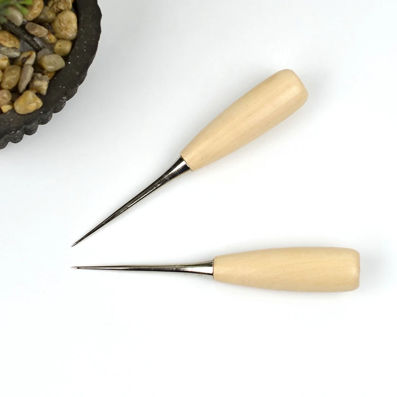 

Shoes Repair Tools Professional Hole Punches Stitching Leather DIY Durable Leather Sewing Awl Practical Wooden Handle Awls