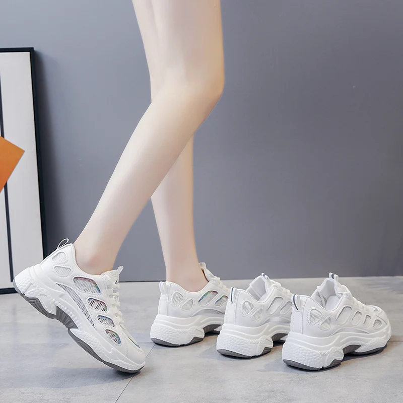 

Womens Sneakers Shoes 2021 Fashion Tennis Female Platform Woman-shoes Designer Mesh Trainers New Thick Sole Casual Roses Summer