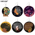 SOMESOOR мои афро корни деревянные висячие серьги с принтом Не прикасайтесь вьющиеся натуральные волосы Черная Девушка Волшебные мешки для женщин Подарки