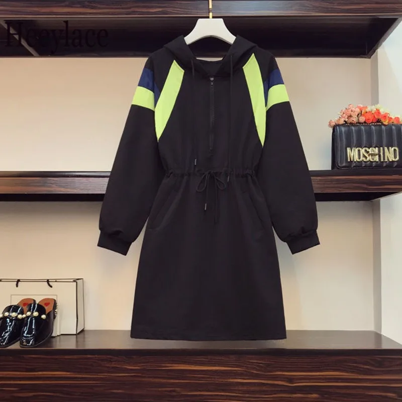 Женская толстовка с капюшоном платья длинным рукавом Весенняя модная уличная