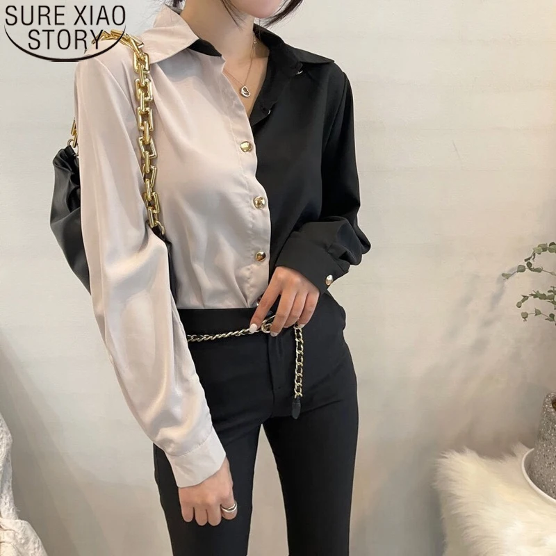 

Korean Clothing OL Style Fashion Shirt Women Plus Size Tops Loose Turn Down Collar Shirts and Blouses Long Sleeve Blusas 13246