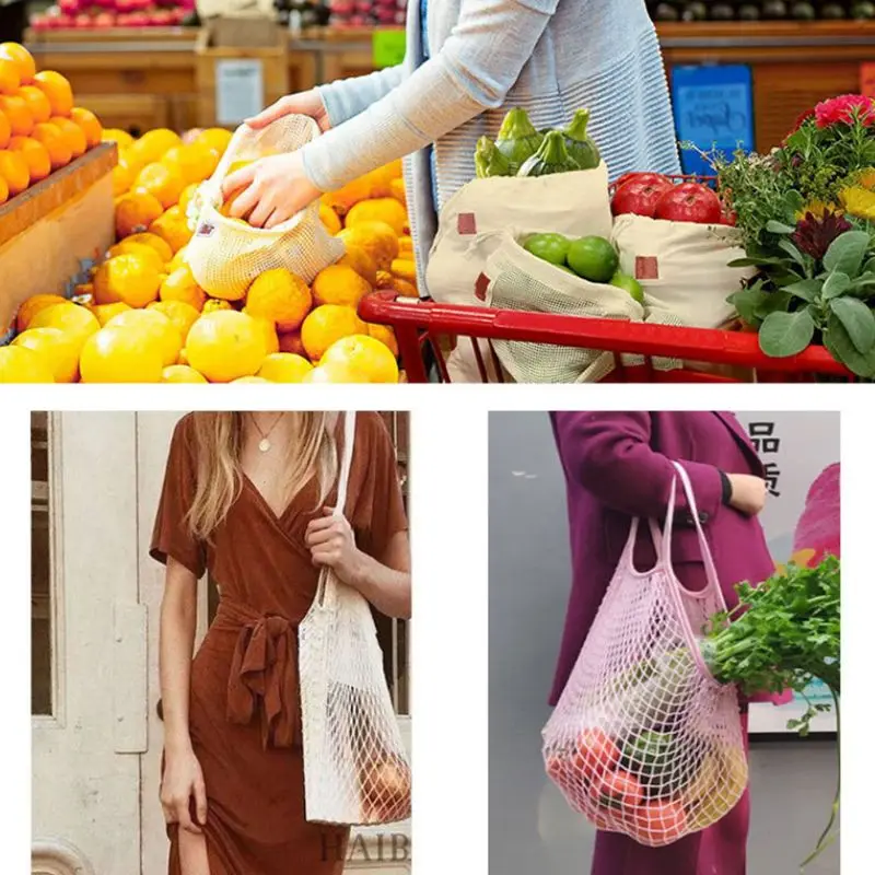 

7Pcs/set Organic Cotton Drawstring Mesh Bags Muslin Net Bags Reusable Biodegradable Shopping Storage Grocery Bags