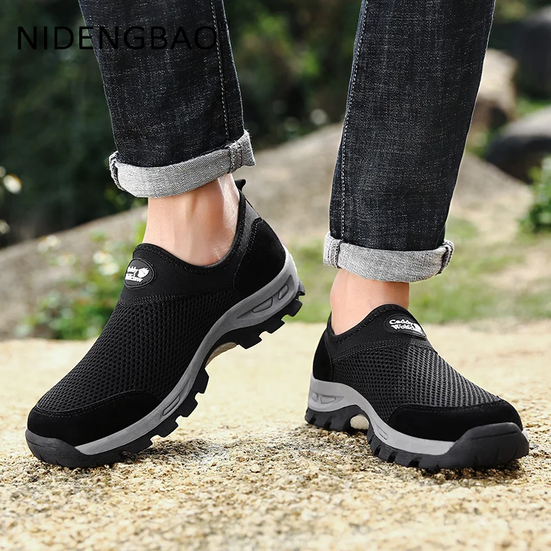 Mens Sneakers Walking Shoes Summer Mesh Breathable Comfortable Outdoor Trekking Loafers Male Casual Trainers Tenis Masculino