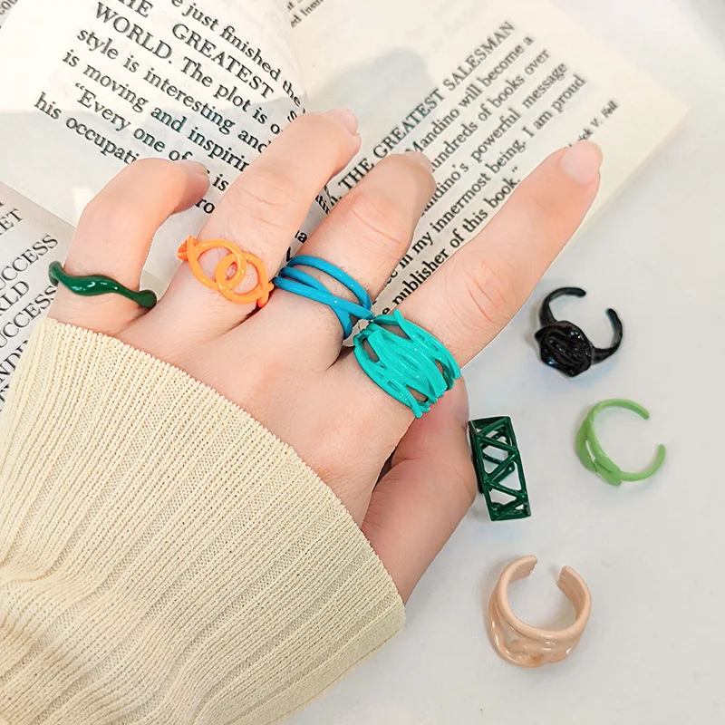 FACEINS модное кольцо конфеты Цвет весело геометрический женский металлическая