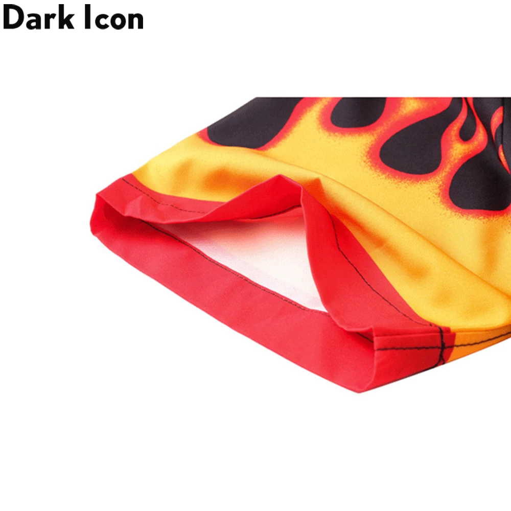 Мужская винтажная гавайская рубашка Dark Icon Flame летняя уличная одежда |