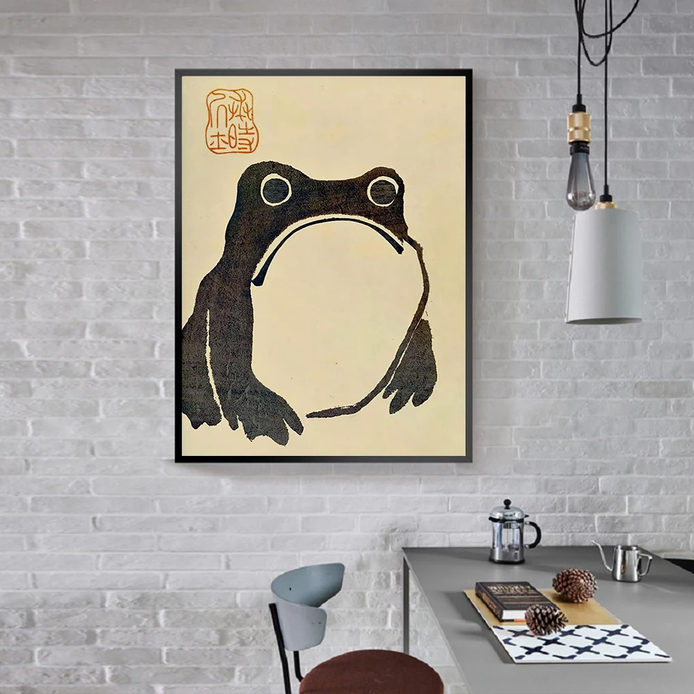 

Morden Wall art Animal Canvas Painting Wall Pictures Vintage Frog Japanese Print Ugly Cute Toad for Living Room Home Decoration