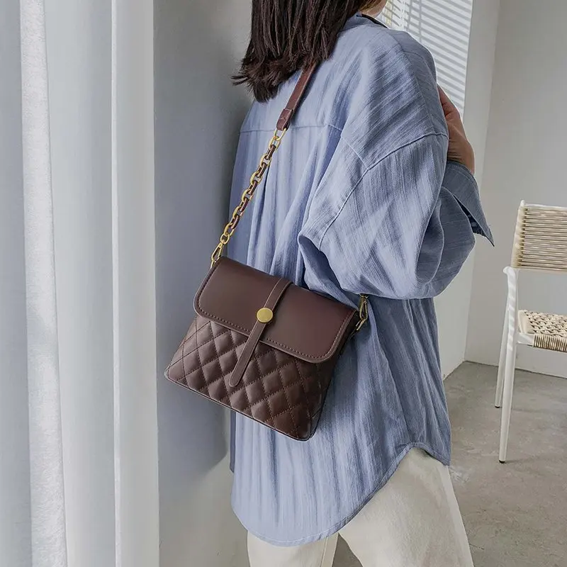 

Luxury Solid Color Crossbody Shoulder Bag for Women 2021 Trendy Fashion Travel Branded Handbags and Purses