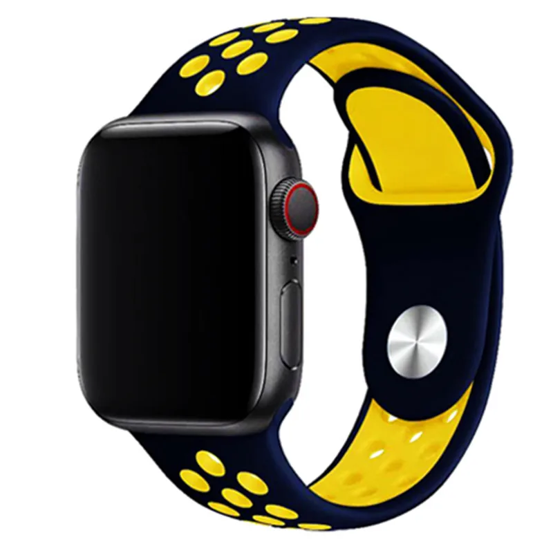 deep blue yellow Спортивный ремешок для apple watch band 44 мм/40 мм apple watch 5 4 3 band iwatch band 5 42 мм/38 мм correa браслет ремень аксессуары для часов - Цвет ремешка: deep blue yellow