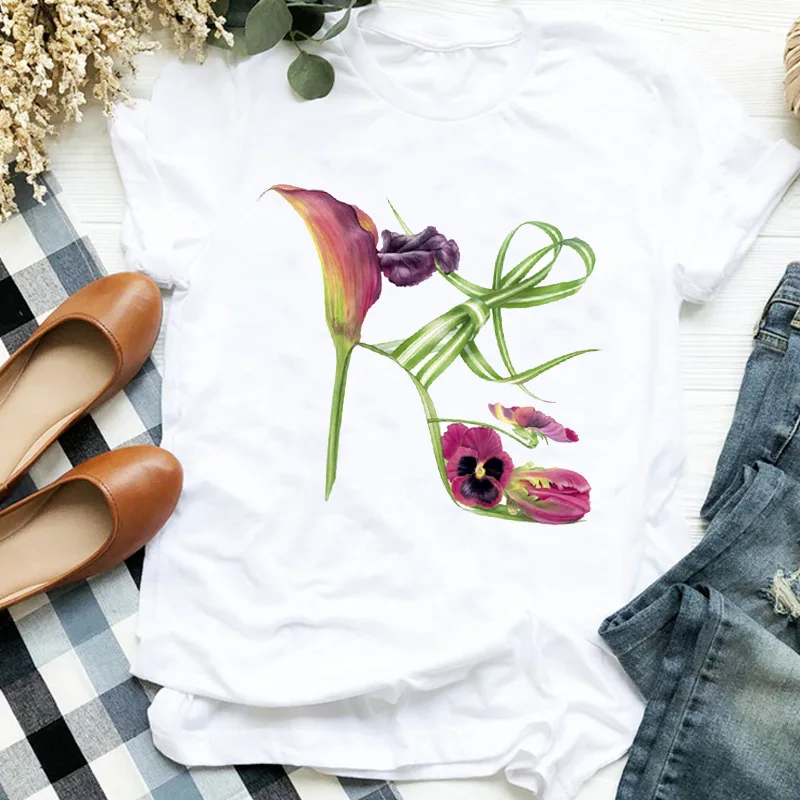 Милая женская уличная одежда с цветочным принтом для отдыха футболка рубашка