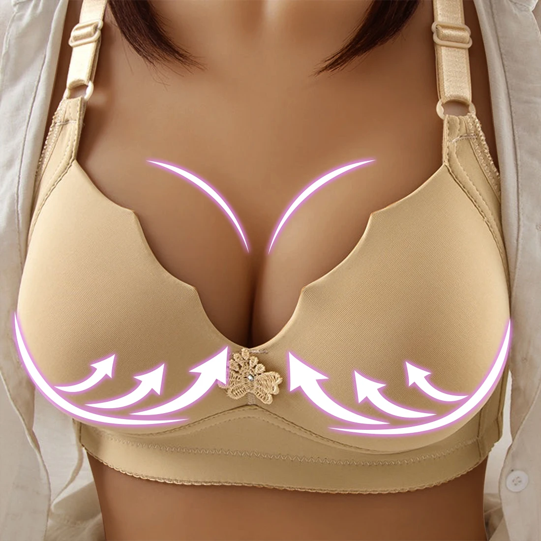 Бюстгальтер пуш-ап для большой груди тонкий мягкий без подкладки размера плюс |