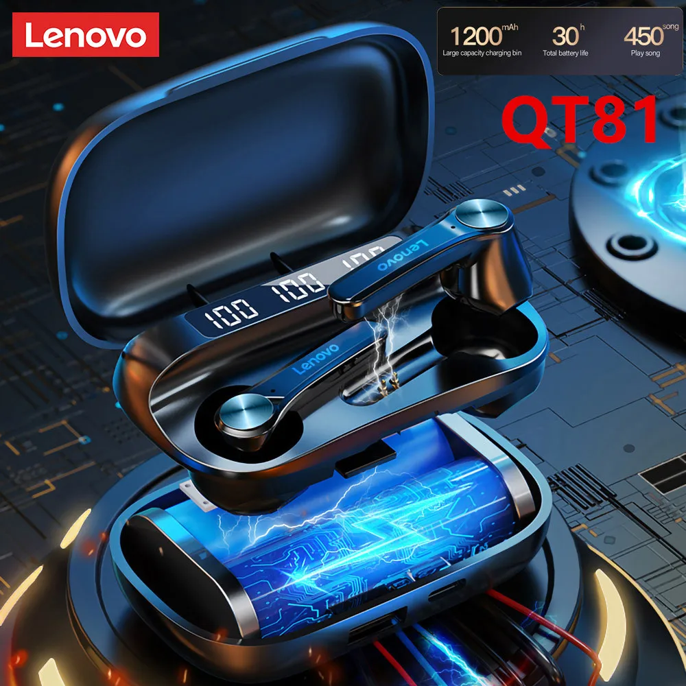 Беспроводные наушники Lenovo QT81 TWS стерео спортивные водонепроницаемые вкладыши