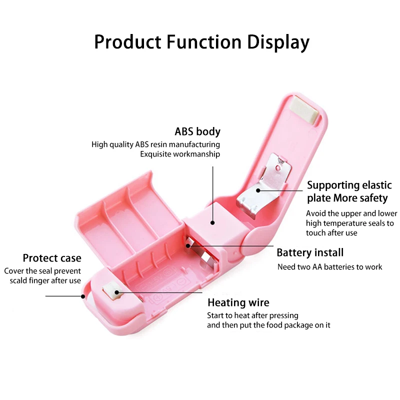 

Portable Mini Sealer Home Heat Bag Plastic Food Snacks Bag Sealing Machine Food Packaging Kitchen Storage Bag Clips Home Storage