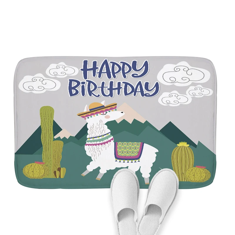 Cartoon LLama Kitchen Rugs Cute Alpaca Carpet The Hallway Carpets Bedroom Rug Doormat Animal Cactus Living Room 40*60Cm | Дом и сад