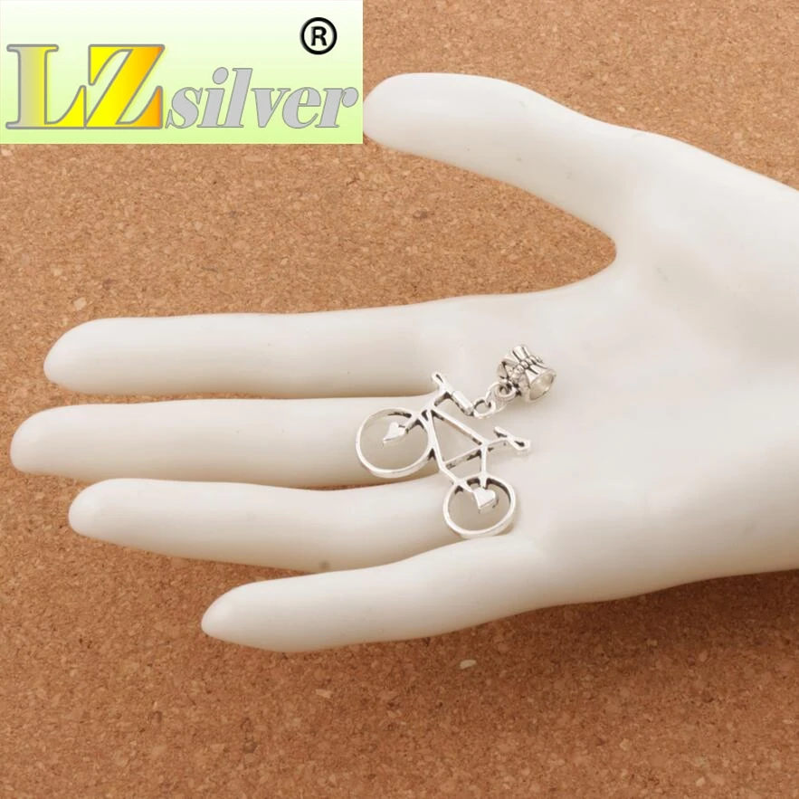Open Heart Bike Bicycle Big Hole Beads 30.7x33mm 60pcs zinc alloy Dangle Fit European Charm Bracelets B264
