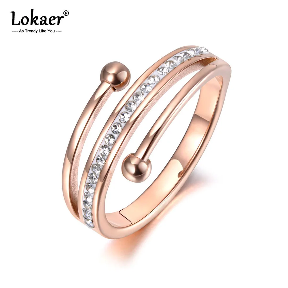 Lokaer модные кольца из розового золота 3 слоя ювелирные изделия нержавеющей стали