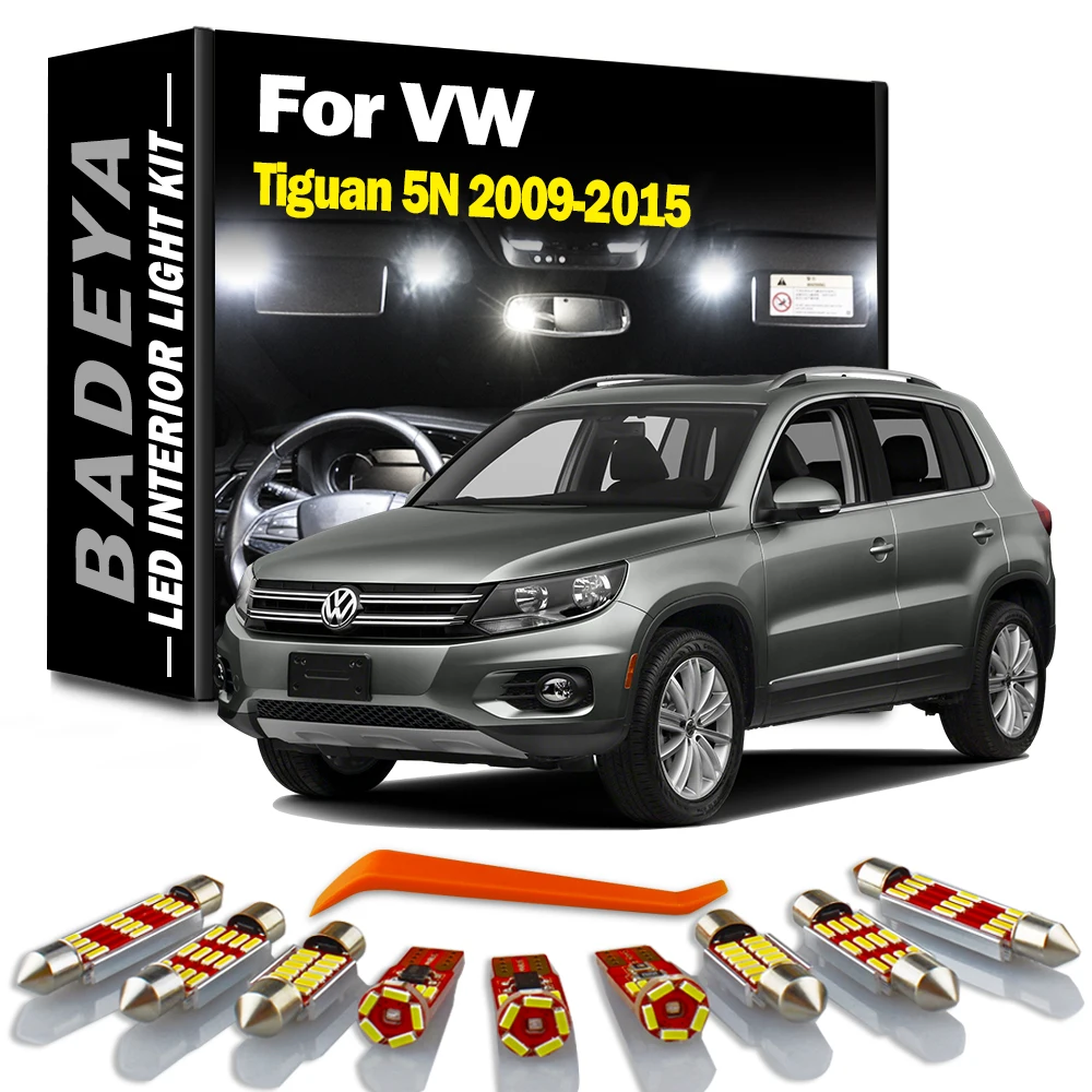 

BADEYA 14Pcs Canbus LED Interior Light Kit For VW Tiguan 5N 2009 2010 2011 2012 2013-2015 Dome Map Reading Trunk Lamp No Error