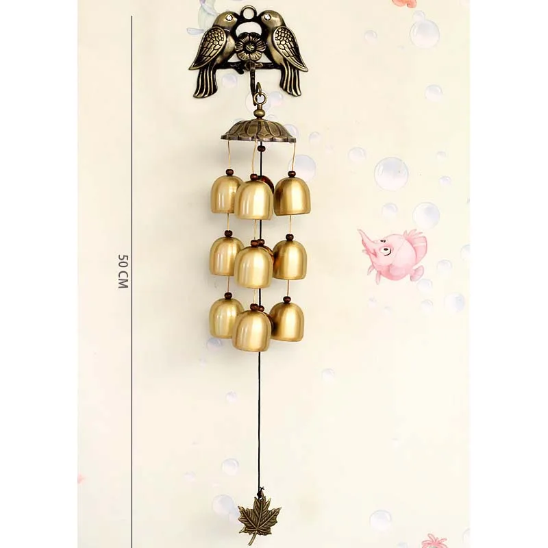 Креативный медный ветряной колокольчик с птицами можно повесить присосывать