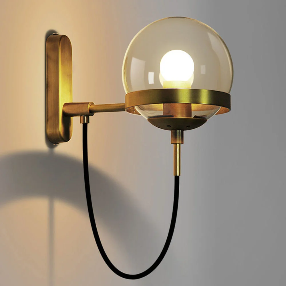 

Nordic Postmodern Wall Sconce, Loft Retro Wall Lamp Vintage Fixtures With Glass Lampshade Modern Home Lighting Bath Corrido