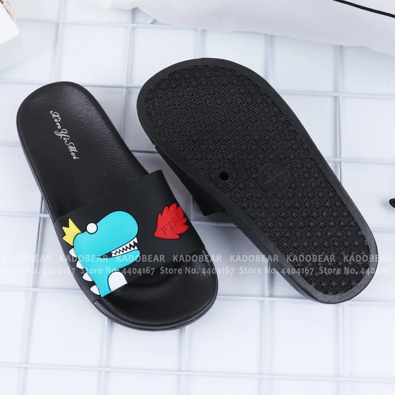 Детские летние тапочки с рисунком динозавра Домашняя водонепроницаемая обувь