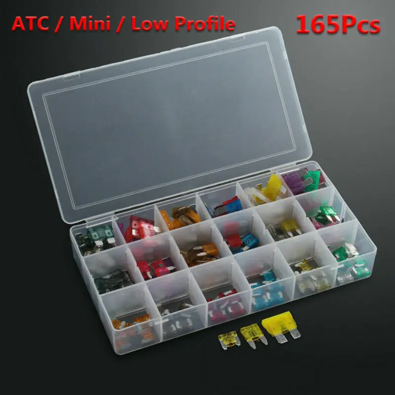 

165pcs Car Blade Fuse Assortment Kit Set Auto Truck Automotive Medium Small Fuse Mixed Motorcycle Circuit Insurance