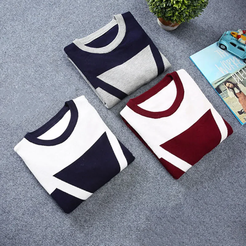 

New Knitted Man Sweater Triangle Fashion Men Casual Cotton Autumn Mens Sweaters Fake Shirt Keep Warm Winter Pull Homme J705