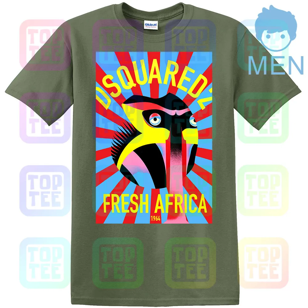 MEN-ARMY GREEN Фирменная Новинка DSQ Fresh Africa Мужская футболка Распродажа топы Мужские Женские Унисекс Размер: S-3XL - Цвет: MEN-ARMY GREEN