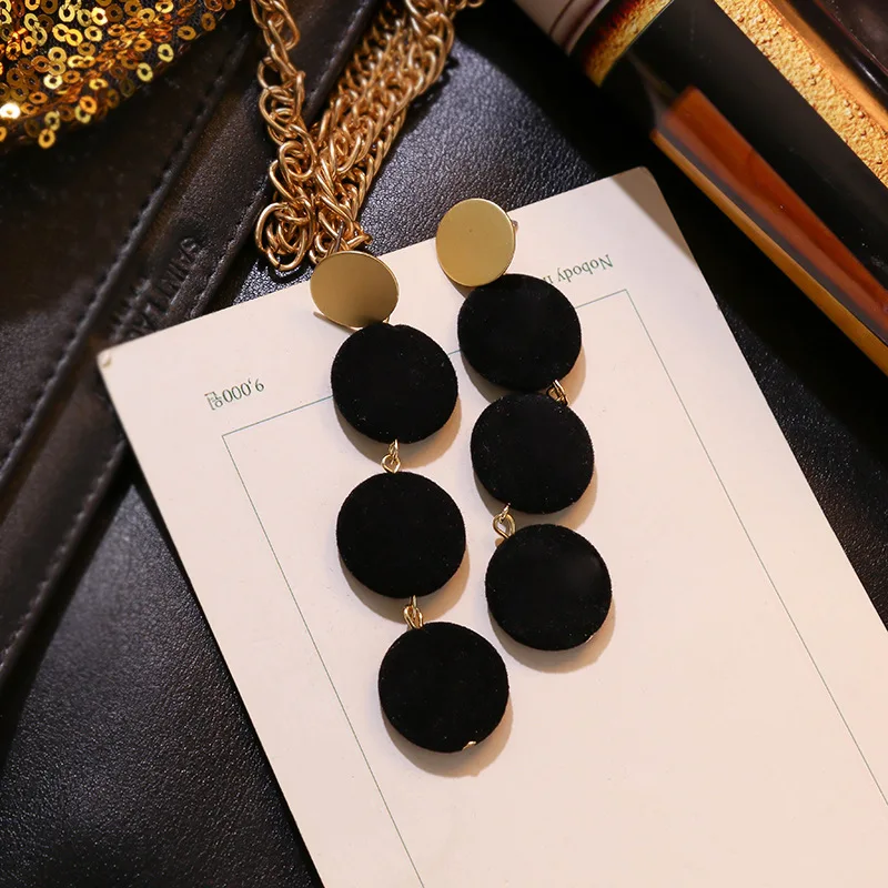 Зимние новые бархатные длинные серьги для женщин красные черные белые