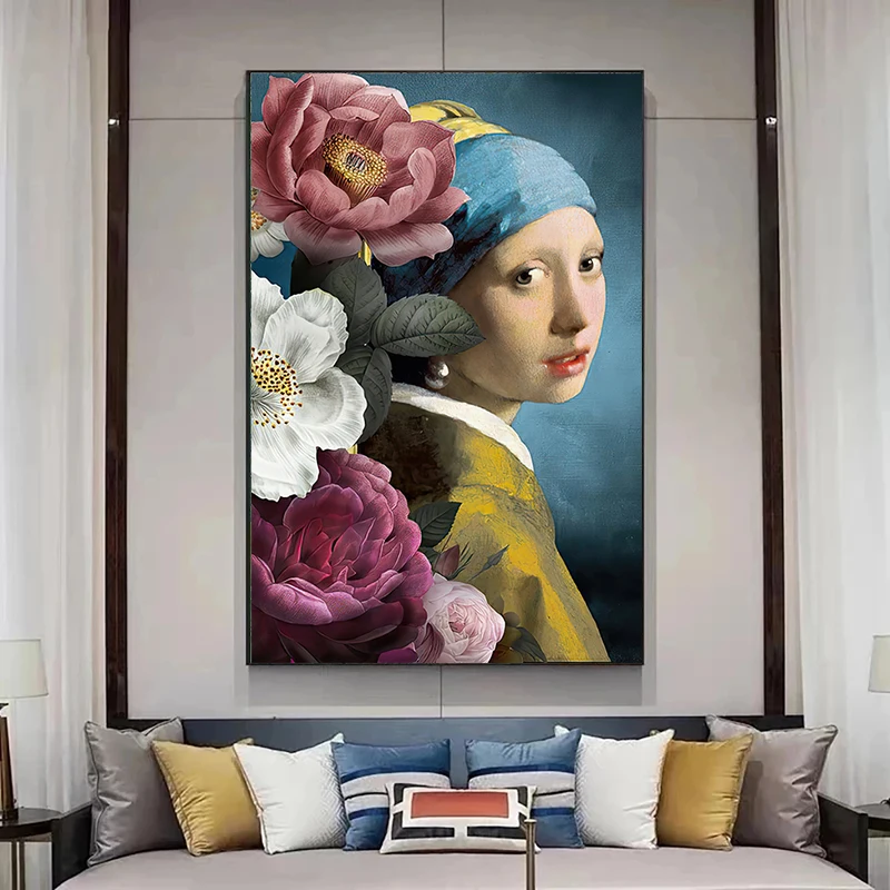 

Женский милкмаид с жемчугом, серьги, Настенная картина, холст, живопись, плакат, современное оформление интерьера