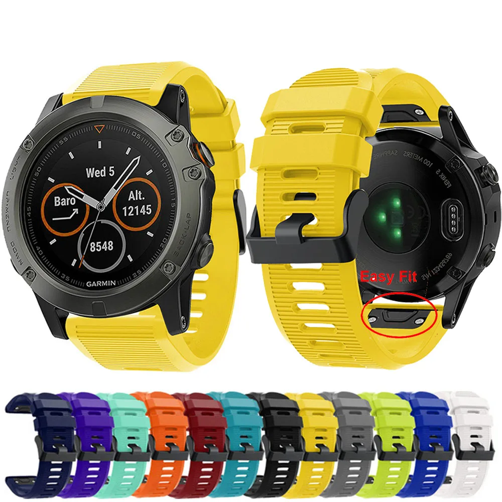 Ремешок силиконовый для наручных часов Garmin Fenix 6X Pro 5X Plus 3 HR 26 мм|Смарт-аксессуары| |