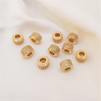 14k gold filled micro set zircon road pass pendant wheel bead cylinder bead handmade diy jewelry accessories