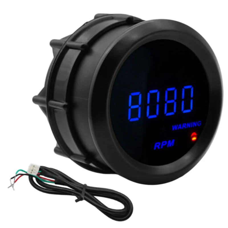 Автомобильный цифровой тахометр 2 дюйма 52 мм Синий светодиодный 0 9999 об/мин