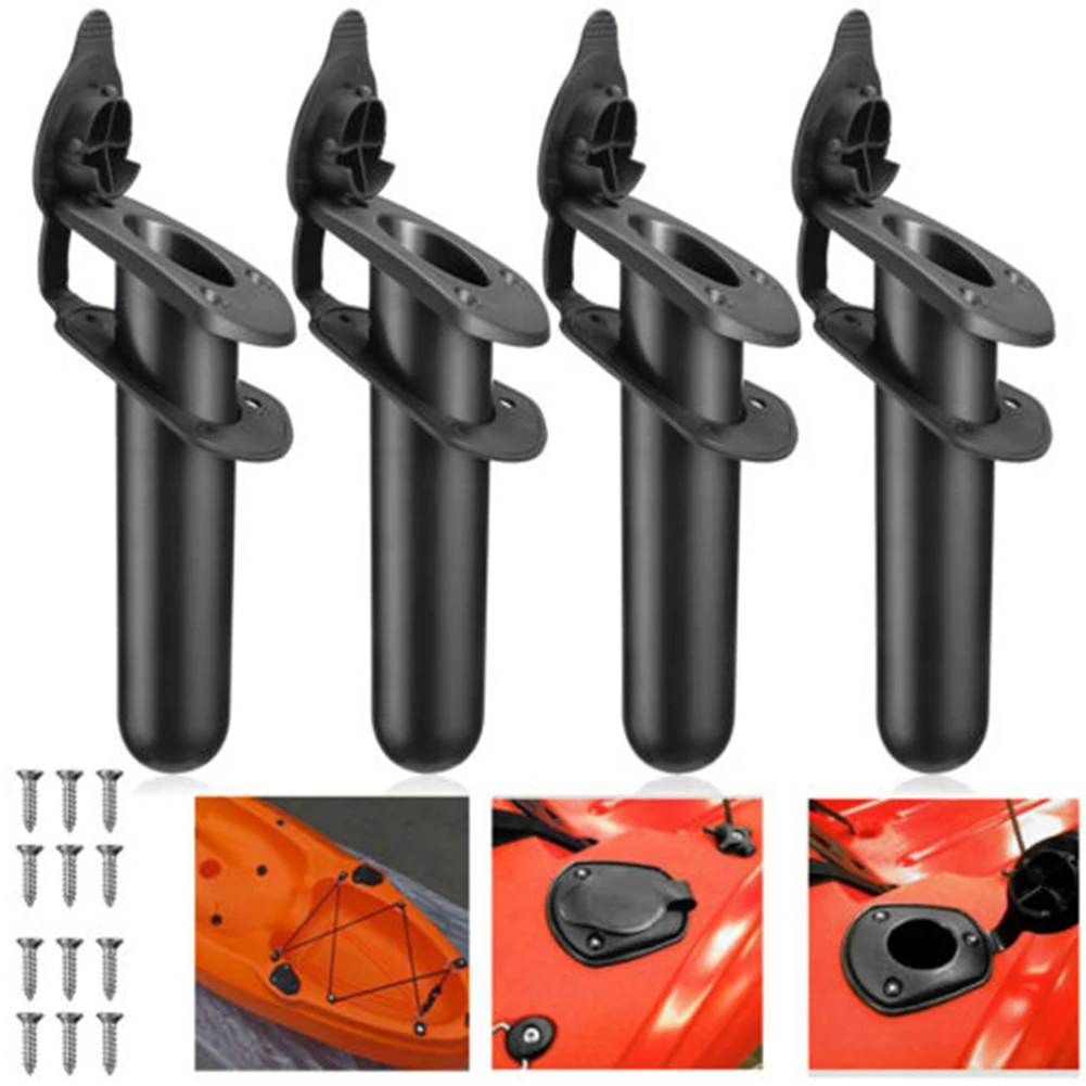 

Fishing Rod Holder 4pcs Flush Mount Fishing Boat Rod Holder Bracket with Gasket for Kayak Pole Fishing Rod Holder Fish Tackle