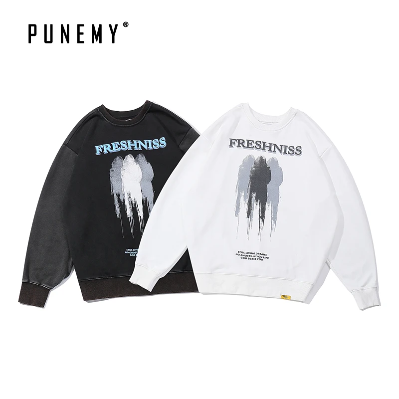 Мужские толстовки в винтажном стиле с забавным принтом хип-хоп уличная одежда