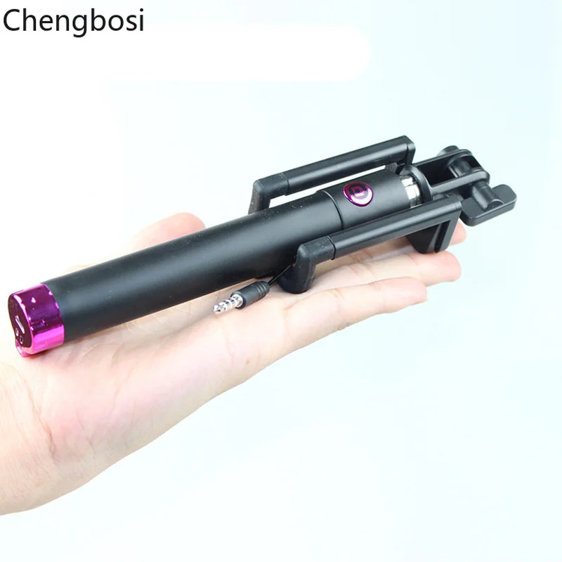 Mini Selfie Stick Selfy Handheld Extended WIRED Monopod Portrait Taker Video Recorder UNIVERSAL FIT with IOS Android Smartphones |