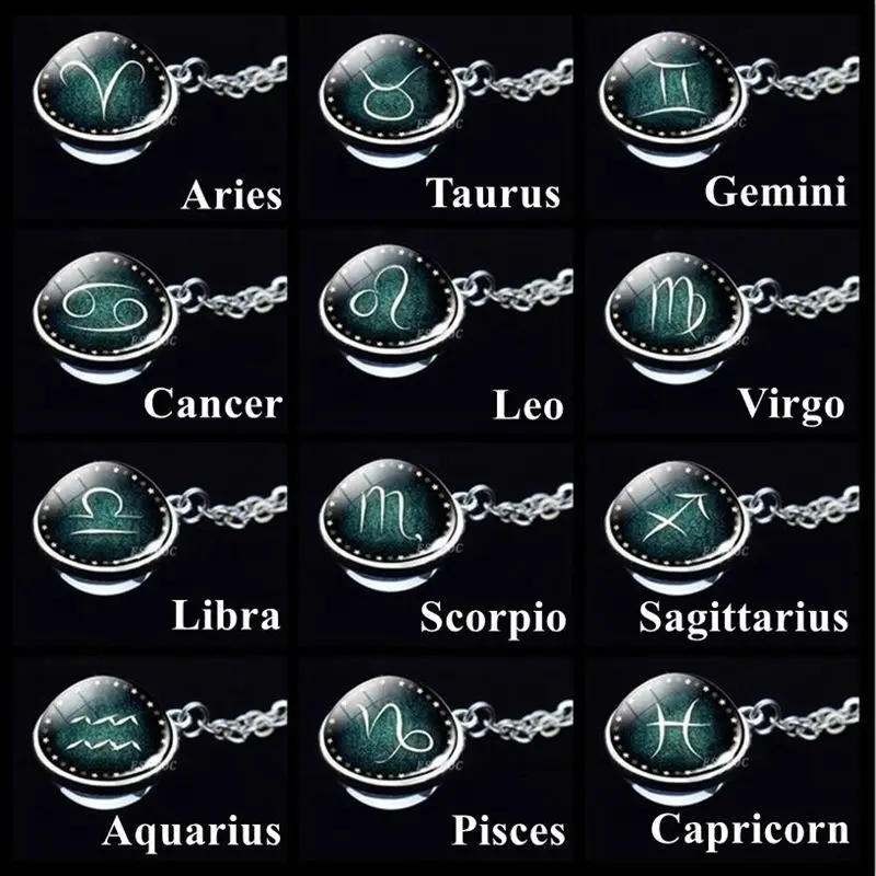 2019 модное зодиакальное ожерелье со стеклянным шариком 12 Созвездие Подвеска