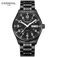 carnival brand fashion watch man luxury waterproof black carbon fiber luminous calendar business wristwatch relogio masculino