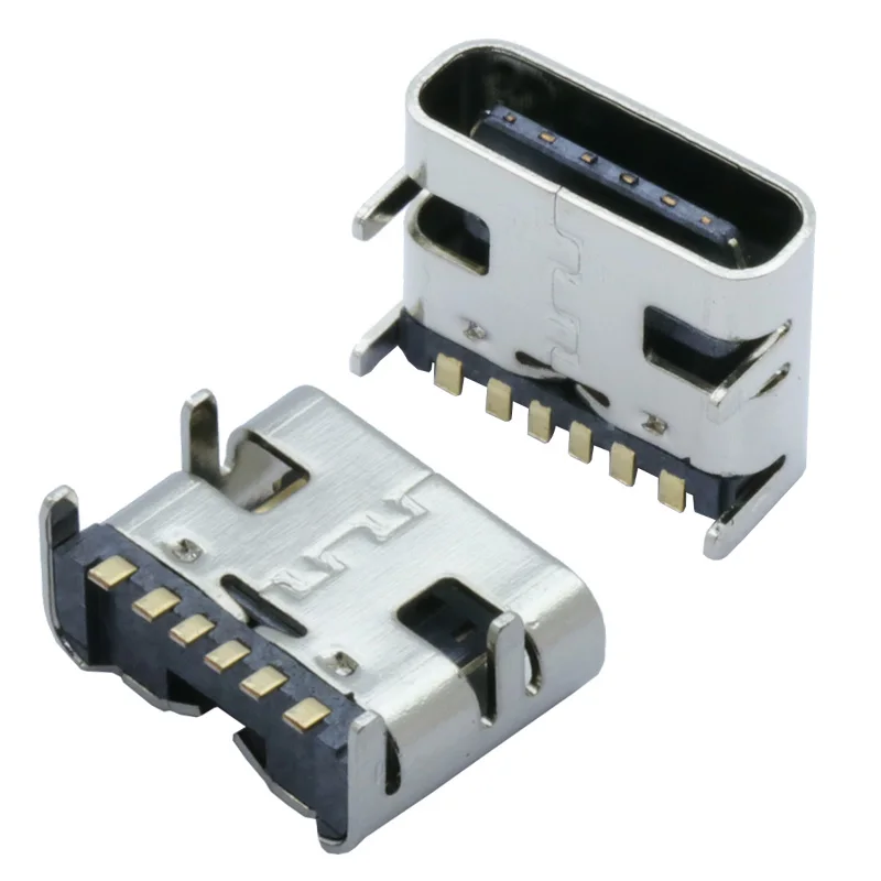 Гнездовой разъем 100 шт./лот USB Type C 6 Pin SMT 3 1 гнездовой SMD DIP для печатной платы