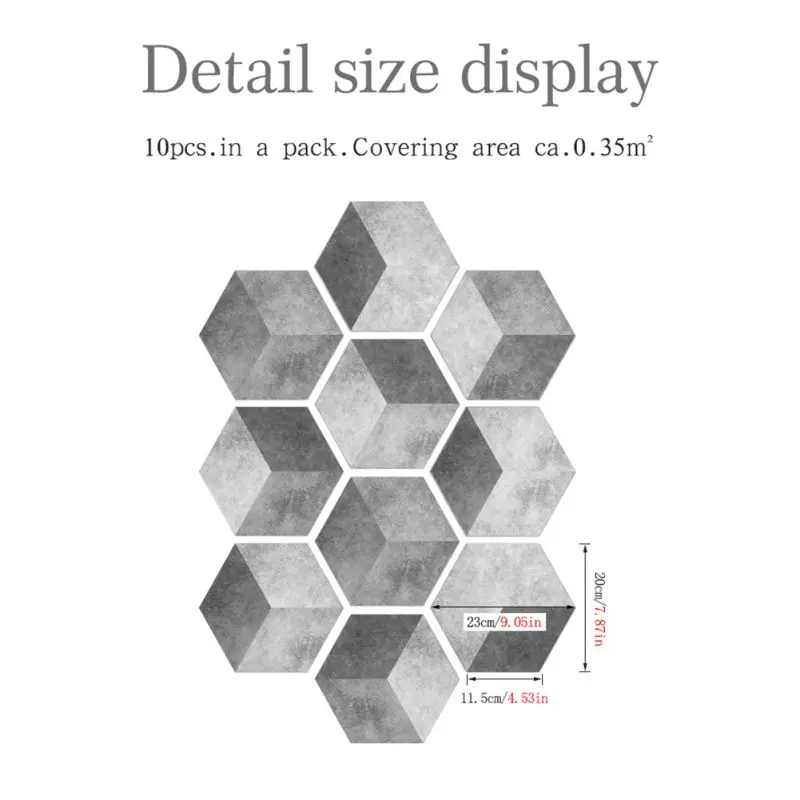 

10Pcs/Set Hexagonal Floor Stickers Oil Proof Wall Tiles PVC For Kitchen Bathroom Living Room DIY Wallpaper Home Decoration