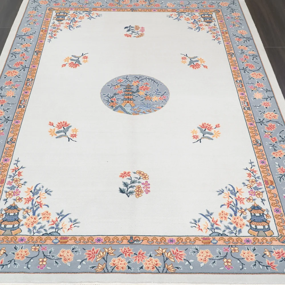 Ковер шерстяной ручной работы 6x9 дюймов синий в китайском стиле | Дом и сад