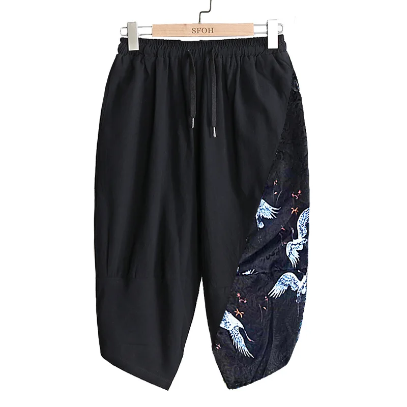 

Guochao super large men's Capri pants with extra fat and extra stitching to show thin leisure and extra fat and extra fat