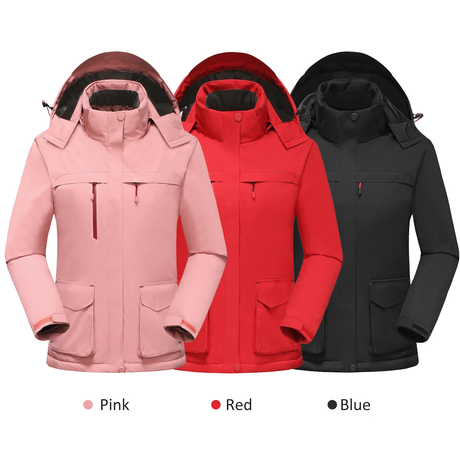 

2021 New Windproof Jackets Women Heated Jacket with Detachable Hood Winter Warm Heating Jacket Coat Clothing for Camping Fishing