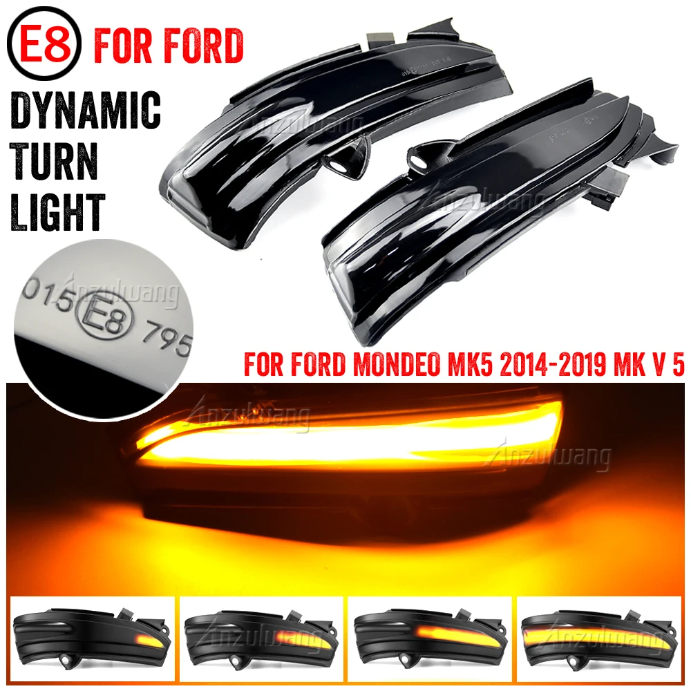 

LED Dynamic Turn Signal Side Mirror Blinker Indicator Sequential Light For Ford Fusion Mondeo 2013 2014 2015 2016 2017 2018 4th.