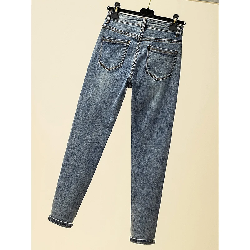 Джинсовые брюки женские новые джинсы модные облегающие повседневные Эластичные