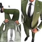 Новейший дизайн пальто и брюк, зеленый мужской костюм, облегающий смокинг из 3 предметов, блейзер на заказ для выпусквечерние вечера