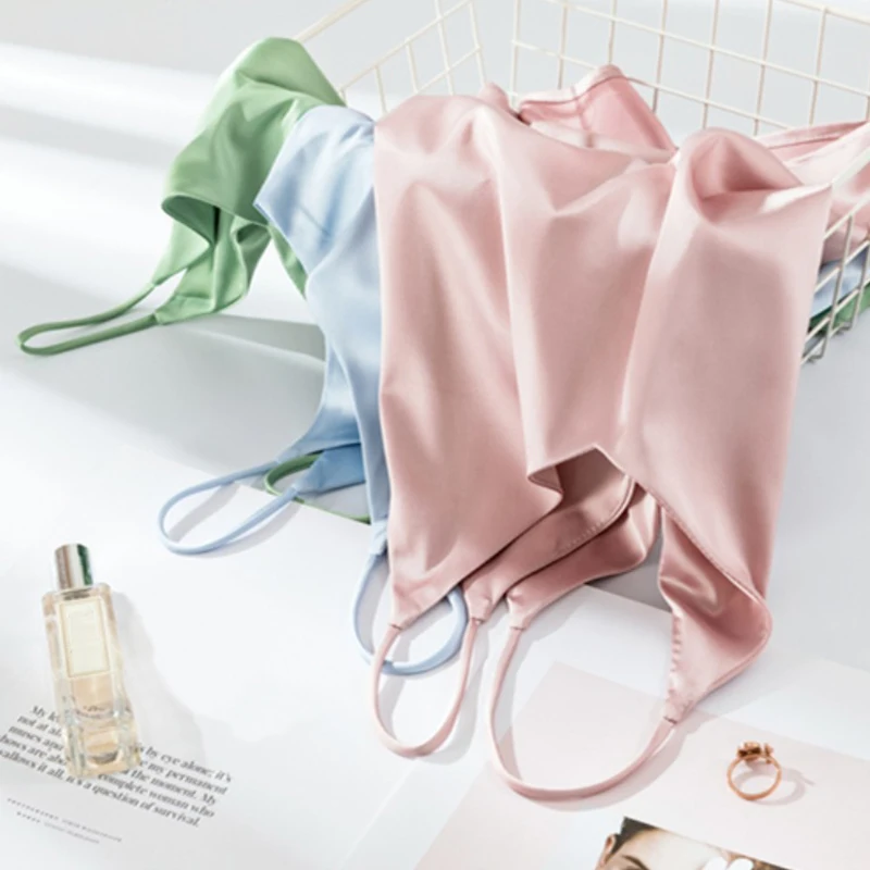 Camisole Spaghetti Strap V Neck Tops Women Halter Summer Plus Size Sleeveless Women'S Satin Top Silk