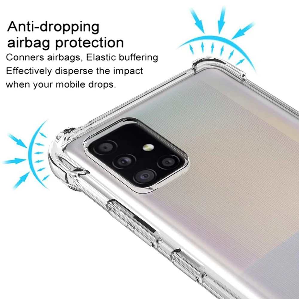 

Reinforced Clear Case for Samsung Galaxy F12 F41 A12 A32 A42 A10S A20S A50 A70 A31 A51 A71 5G Soft Silicone Protective Cover
