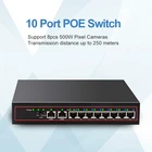 10 портов POE Ethernet коммутатор 52 в VLAN 10100 Мбитс IEEE 802.3afat сетевой коммутатор для CCTV IP камеры беспроводной AP 250 м Прямая поставка