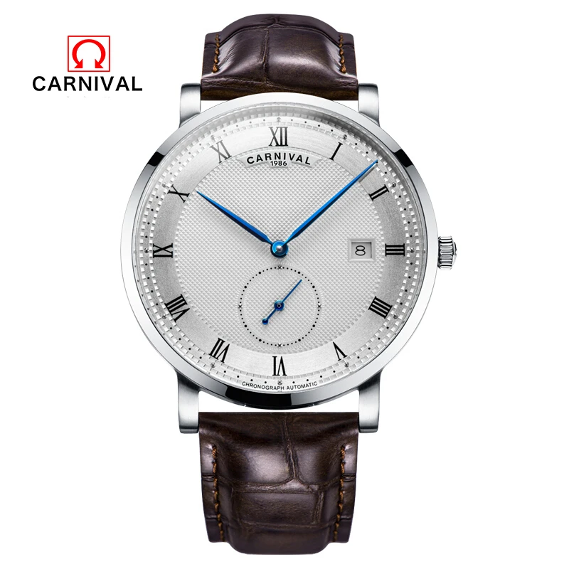Switzerland Luxury brand Carnival Mechanical watch men waterproof leather Men Watches Clock reloj hombre erkek kol saati relogio enlarge